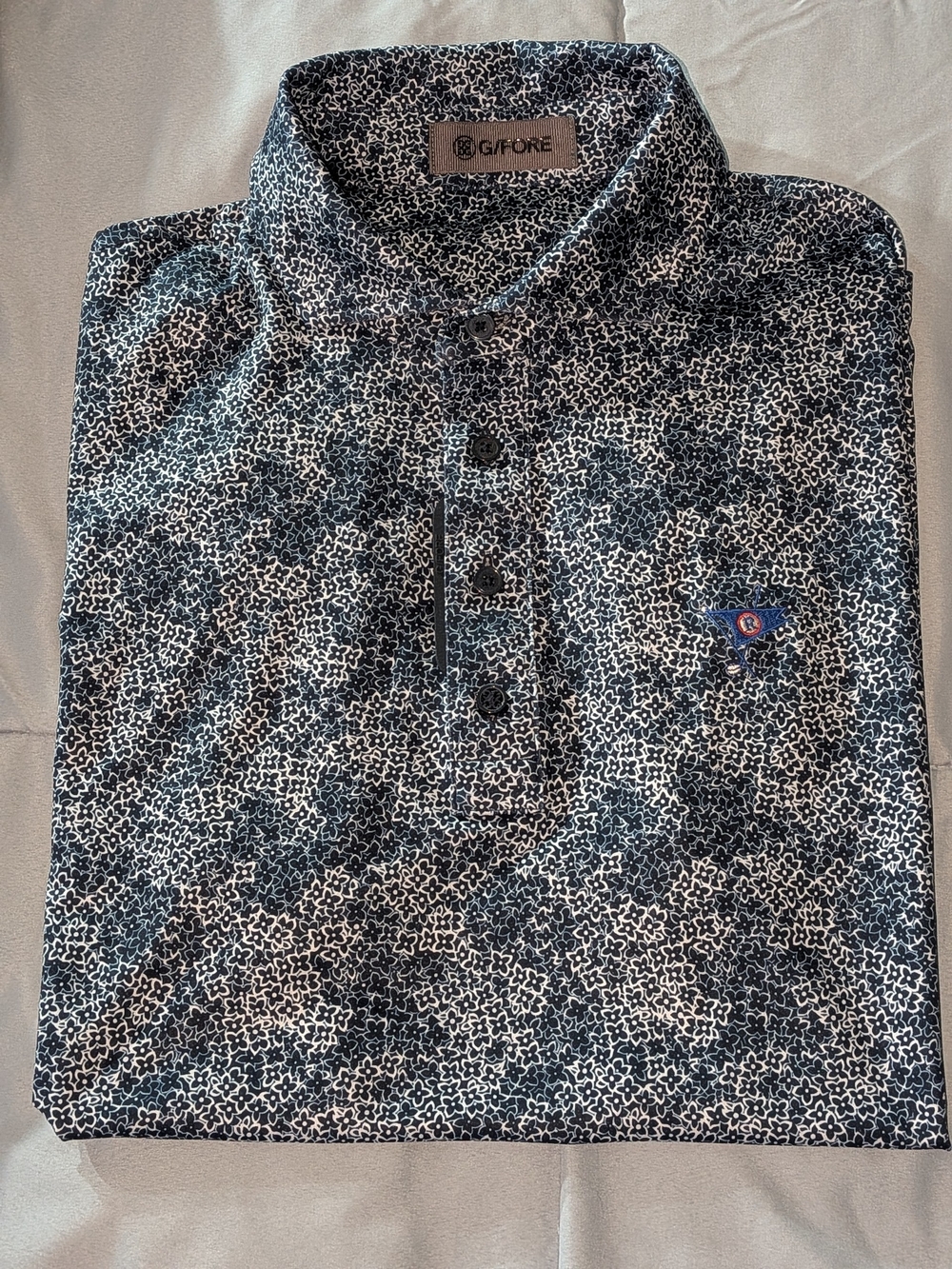 G/FORE Navy & White Micro-Pattern Polo